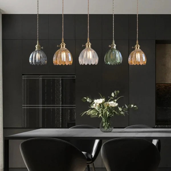 Pendelleuchte Retro Glas Schirm | Wohnzimmer