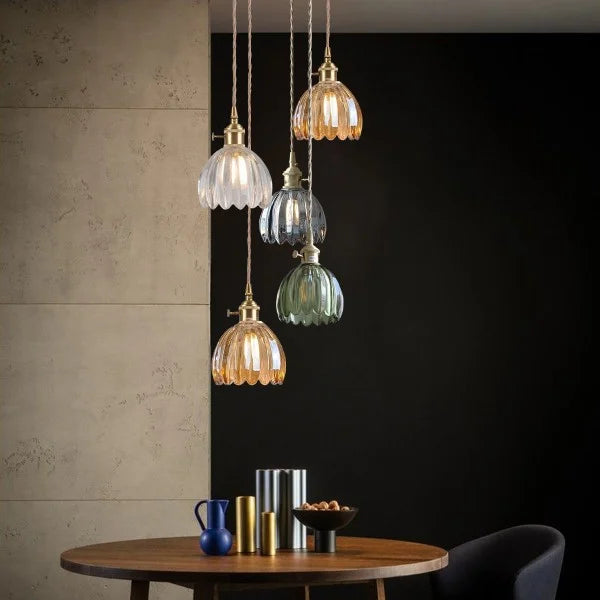Pendelleuchte Retro Glas Schirm | Wohnzimmer