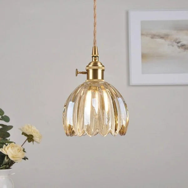 Pendelleuchte Retro Glas Schirm | Wohnzimmer