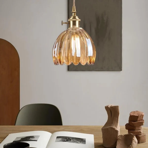 Pendelleuchte Retro Glas Schirm | Wohnzimmer