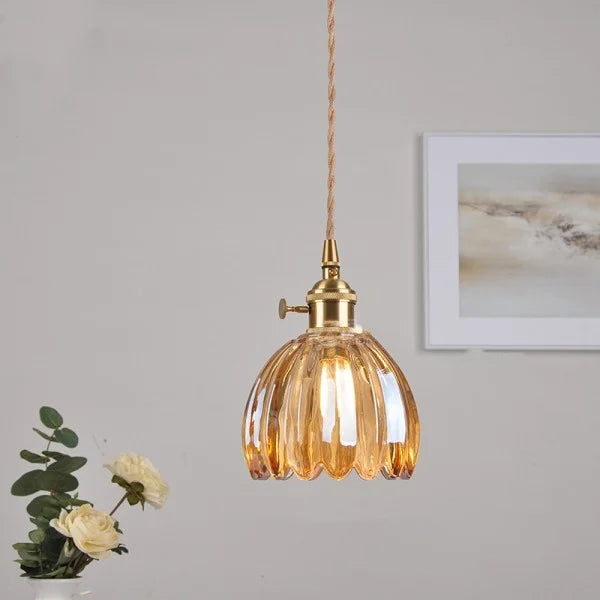 Pendelleuchte Retro Glas Schirm | Wohnzimmer