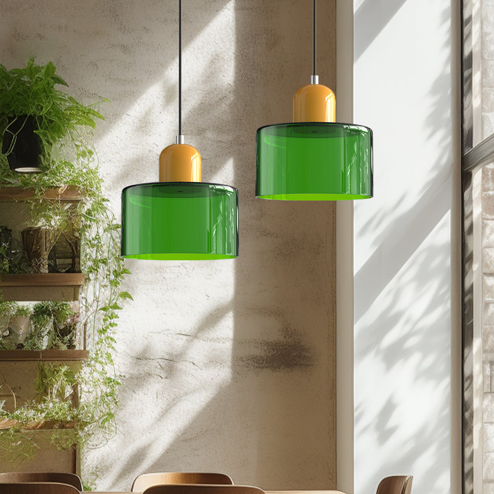 Siro | Farbige Glas Pendelleuchte im Bauhaus-Stil
