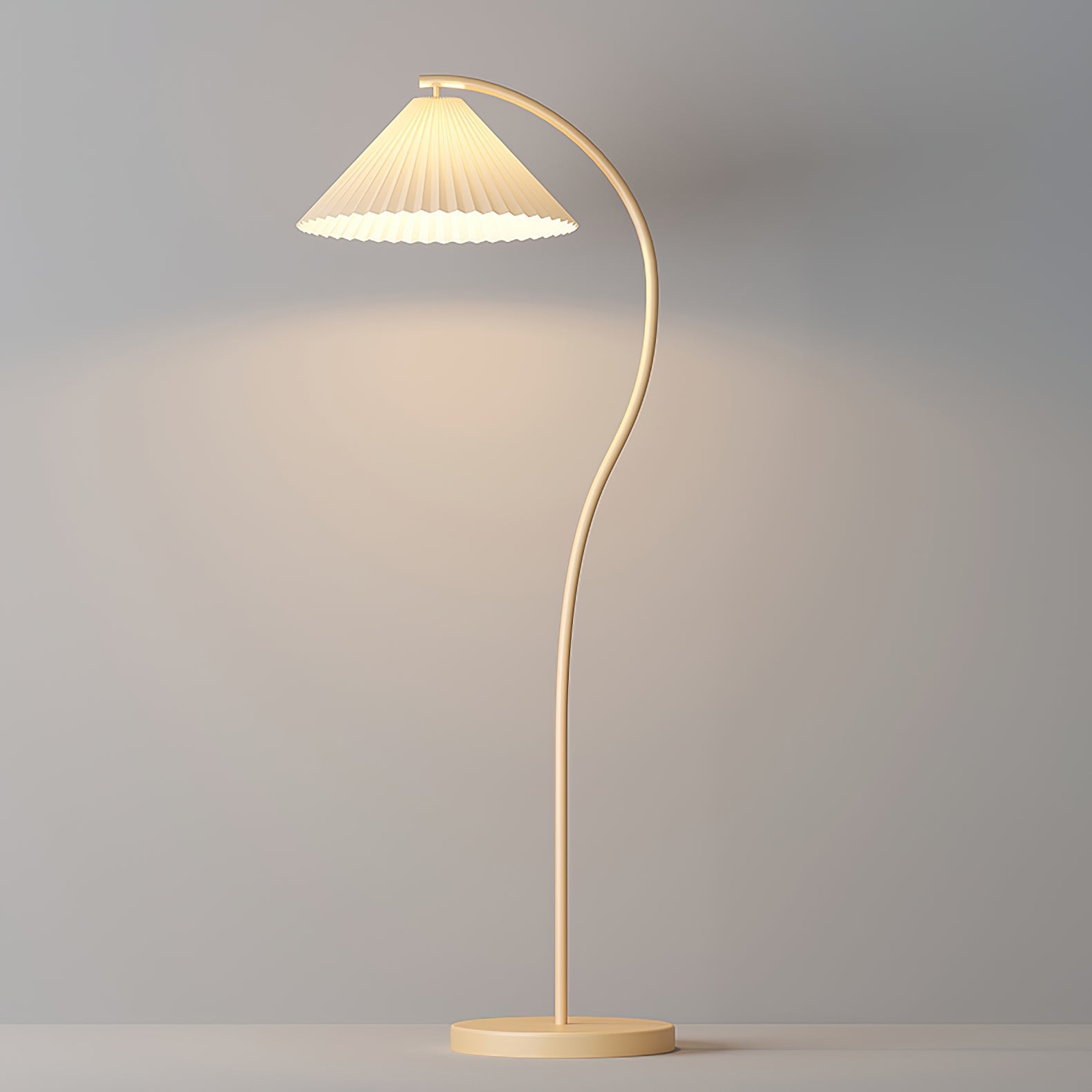 Stehlampe Gebogen Plissee Innen | Wohnzimmer