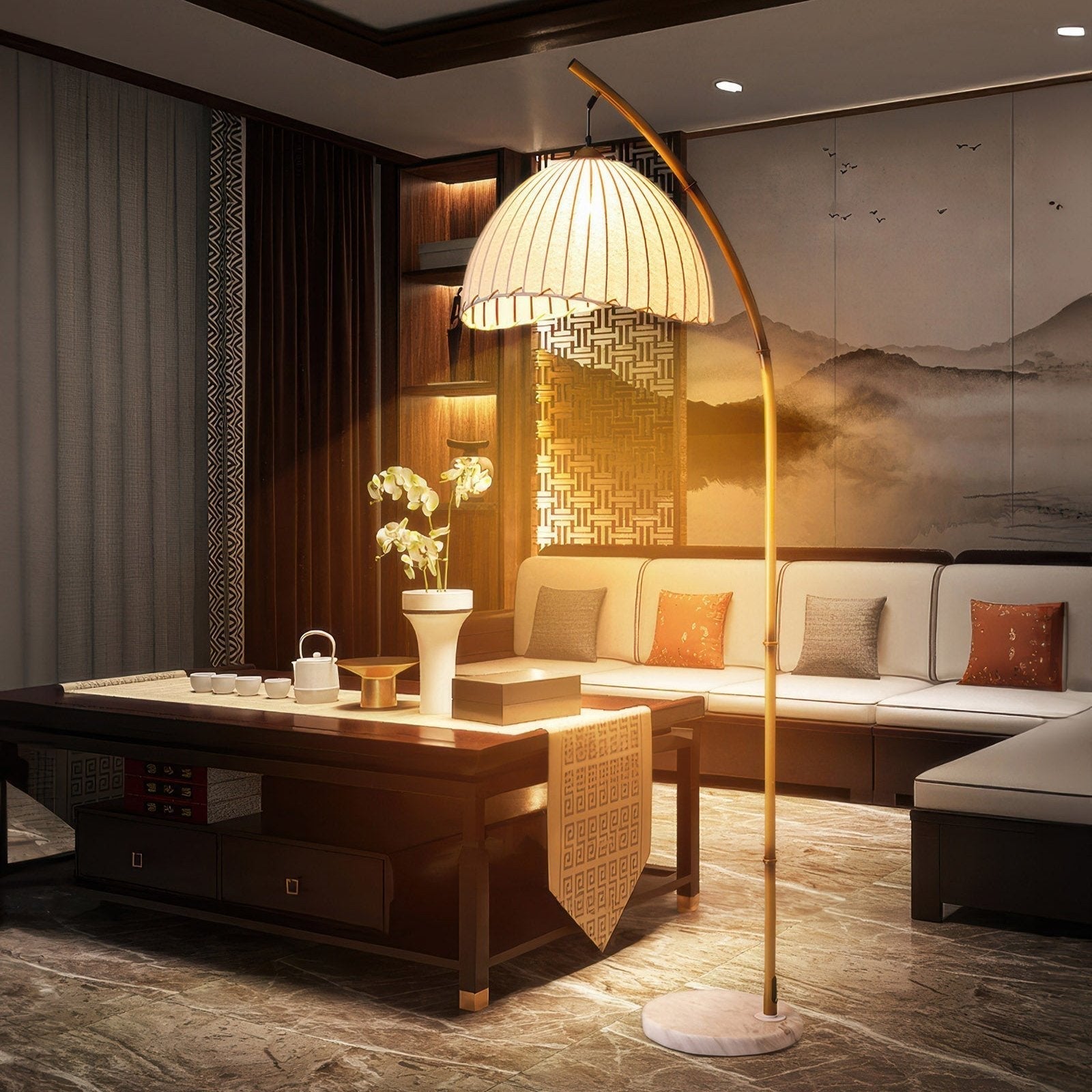 Stehlampe Retro Schirm Indirekt | Wohnzimmer