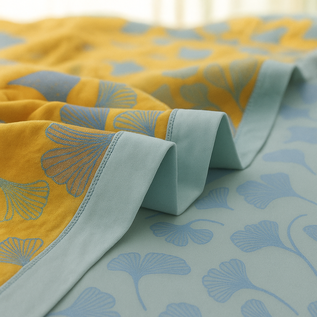 Tagesdecke mit Ginkgo Muster für Bett & Sofa