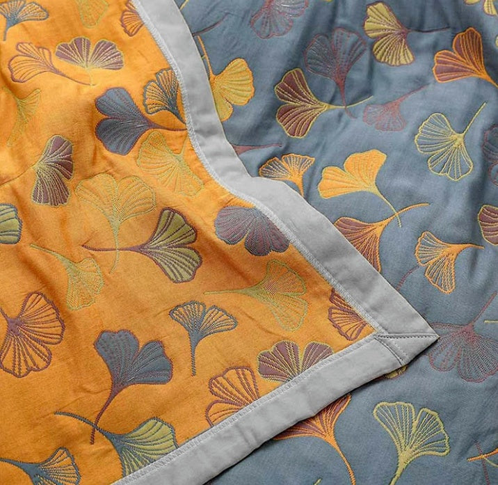 Tagesdecke mit Ginkgo Muster für Bett & Sofa