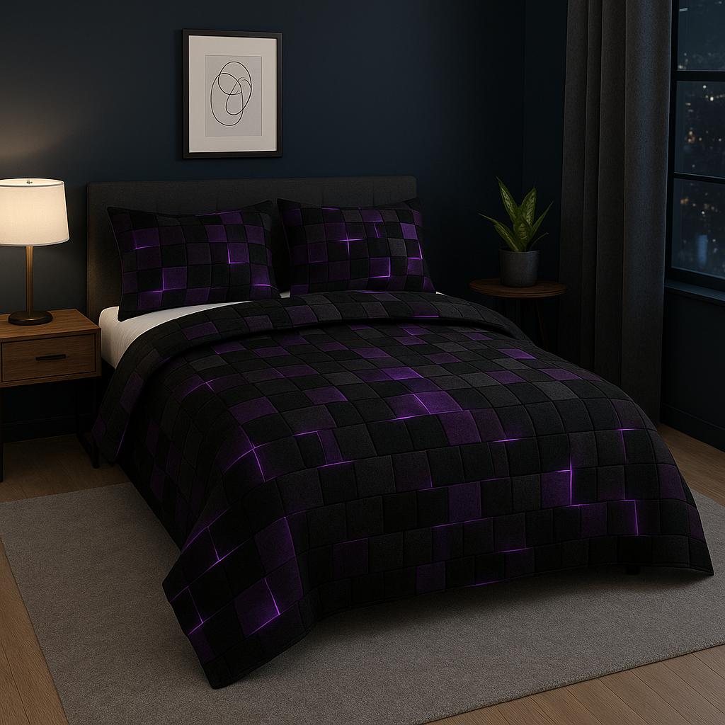 TechGrid | Moderne Geometrische Bettbezug-Set | Schlafzimmer Modern