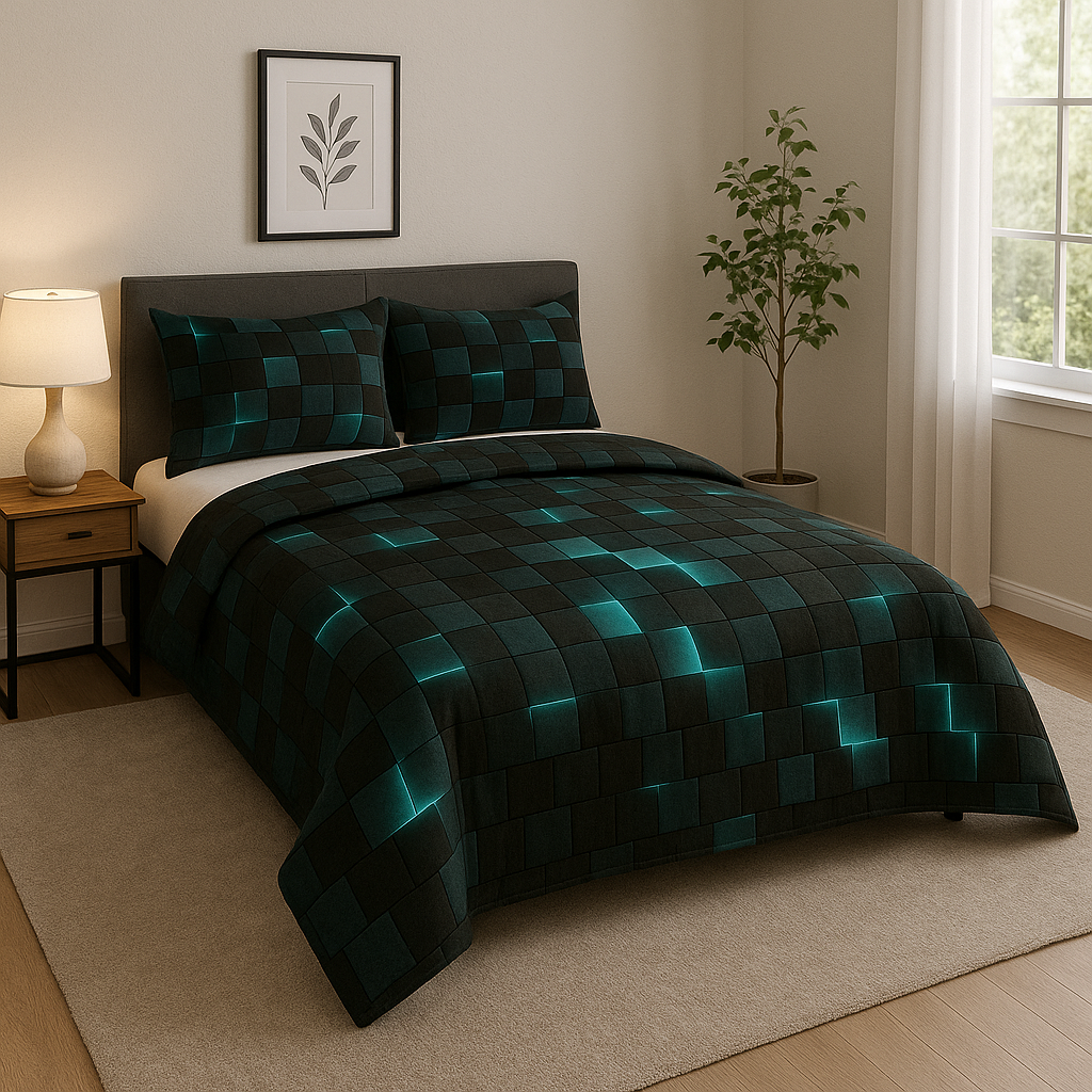 TechGrid | Moderne Geometrische Bettbezug-Set | Schlafzimmer Modern