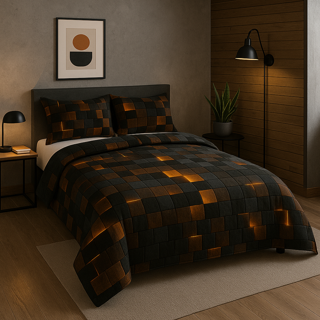 TechGrid | Moderne Geometrische Bettbezug-Set | Schlafzimmer Modern
