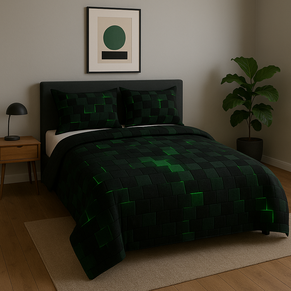 TechGrid | Moderne Geometrische Bettbezug-Set | Schlafzimmer Modern