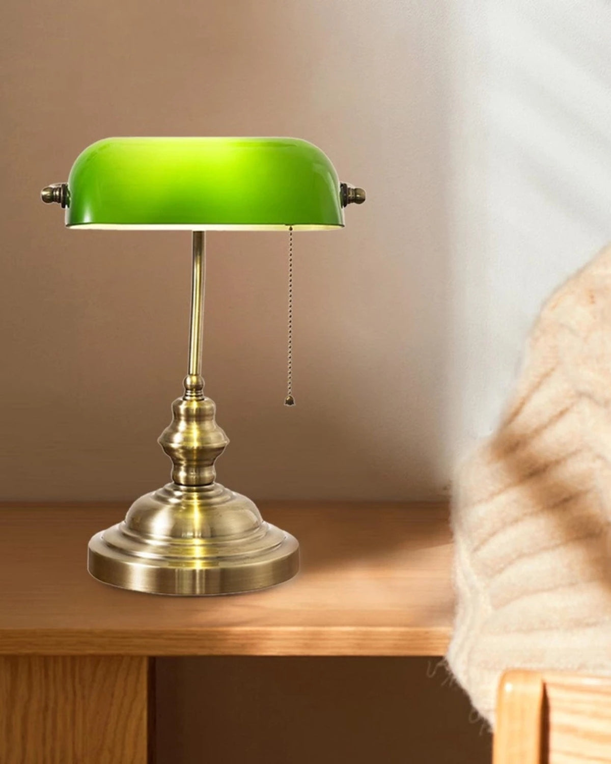 Tischlampe Glas Vintage Bankerlampe | Wohnzimmer