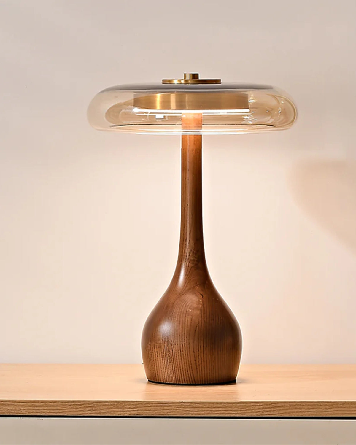 Tischlampe Holz Glas Modern | Wohnzimmer