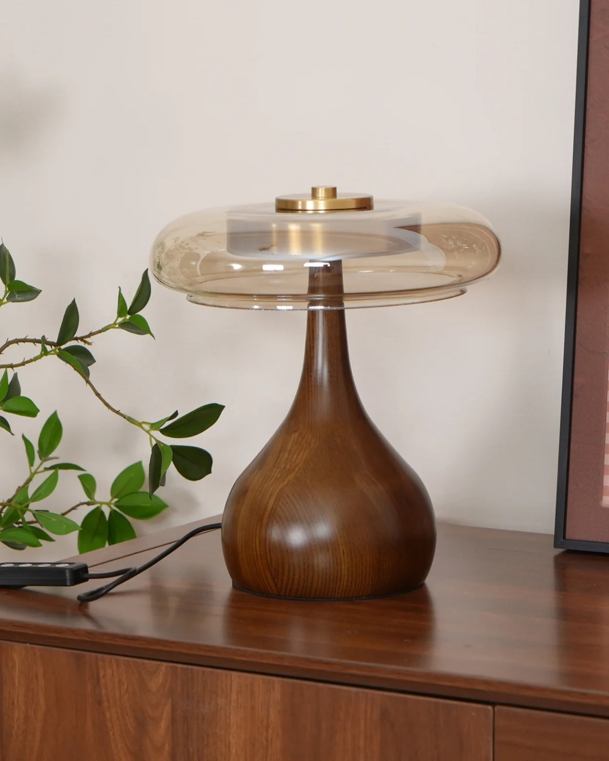 Tischlampe Holz Glas Modern | Wohnzimmer