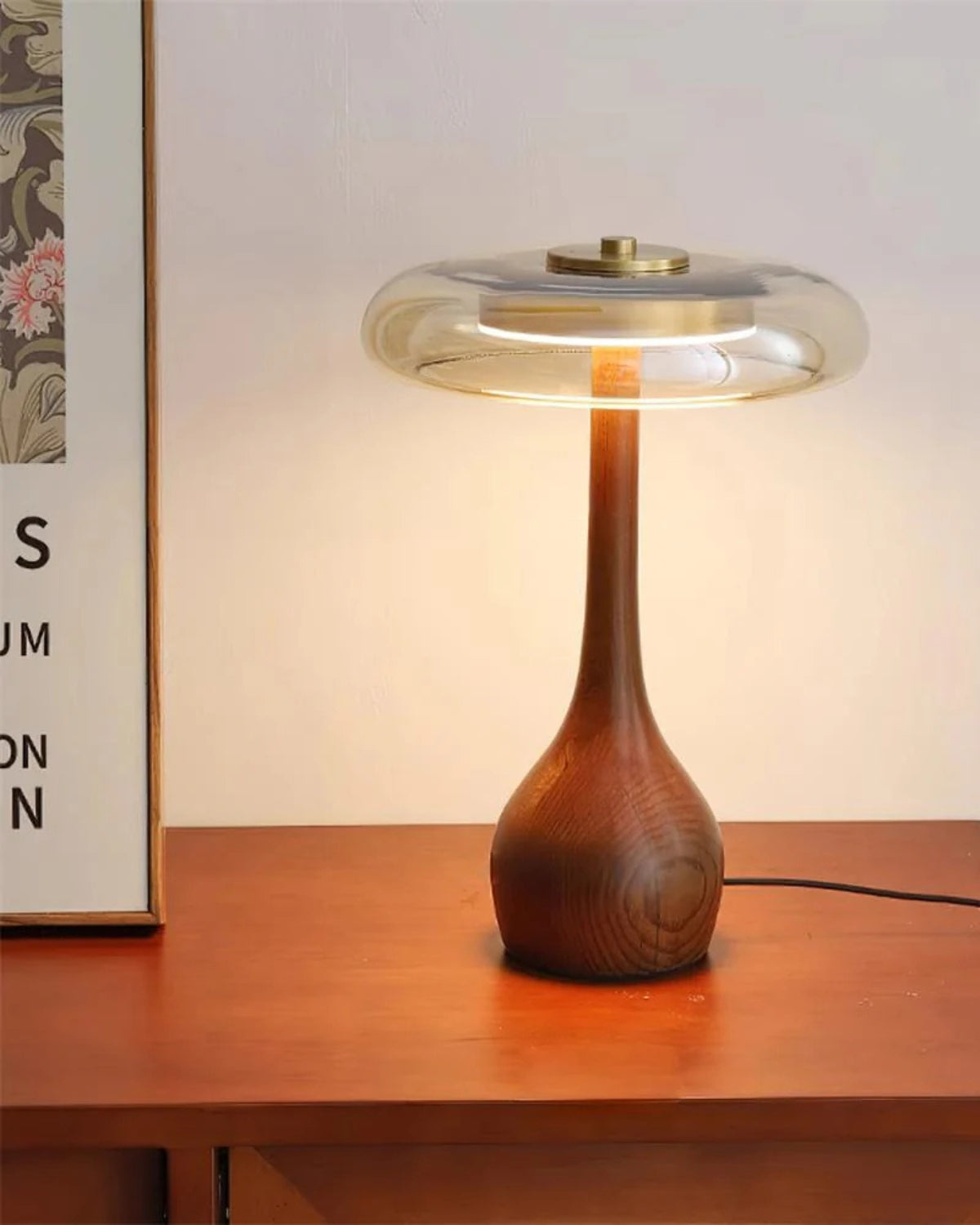Tischlampe Holz Glas Modern | Wohnzimmer