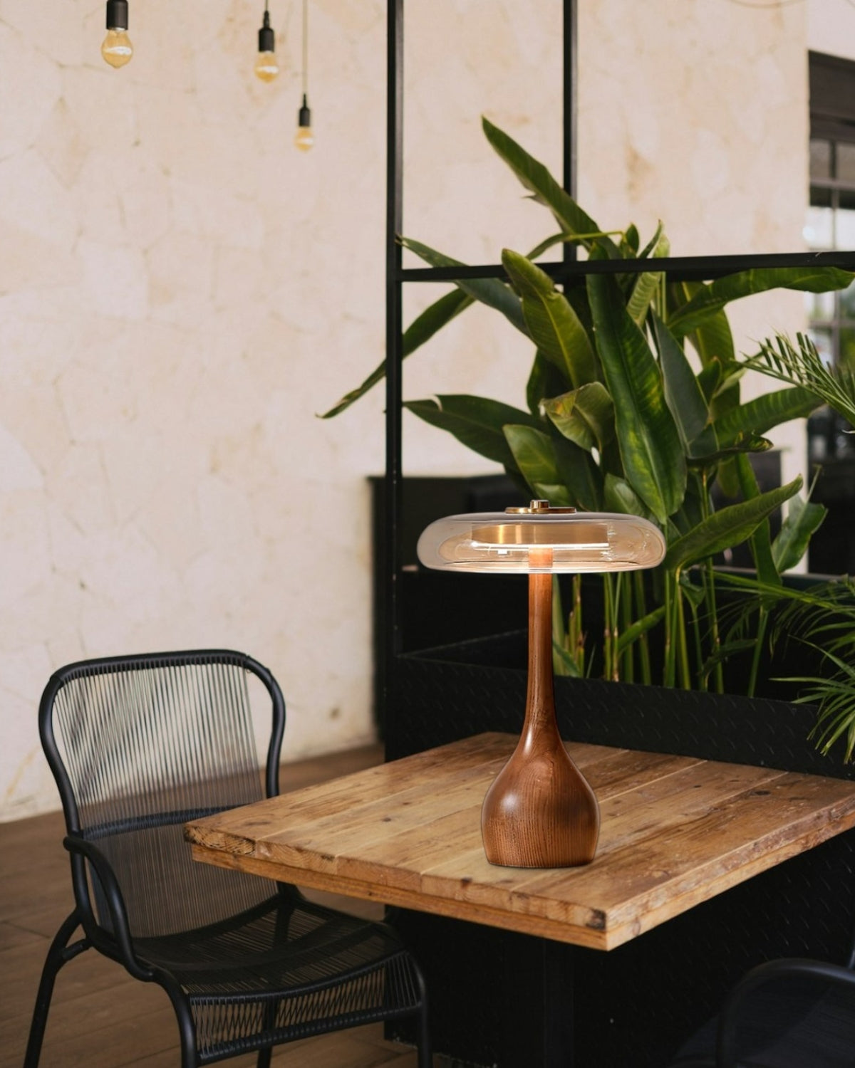 Tischlampe Holz Glas Modern | Wohnzimmer