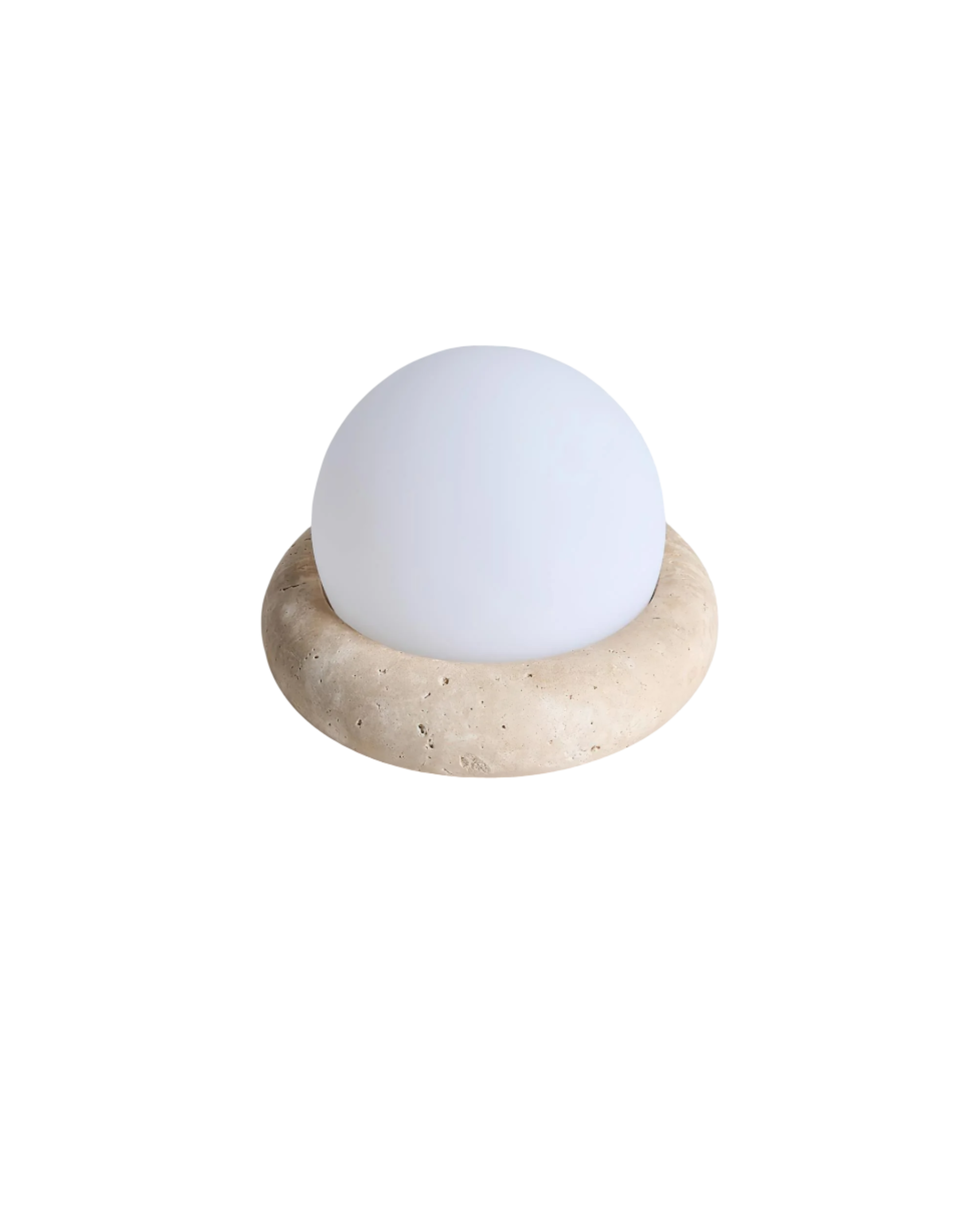 Tischlampe Kugel Stein Sockel | Wohnzimmer