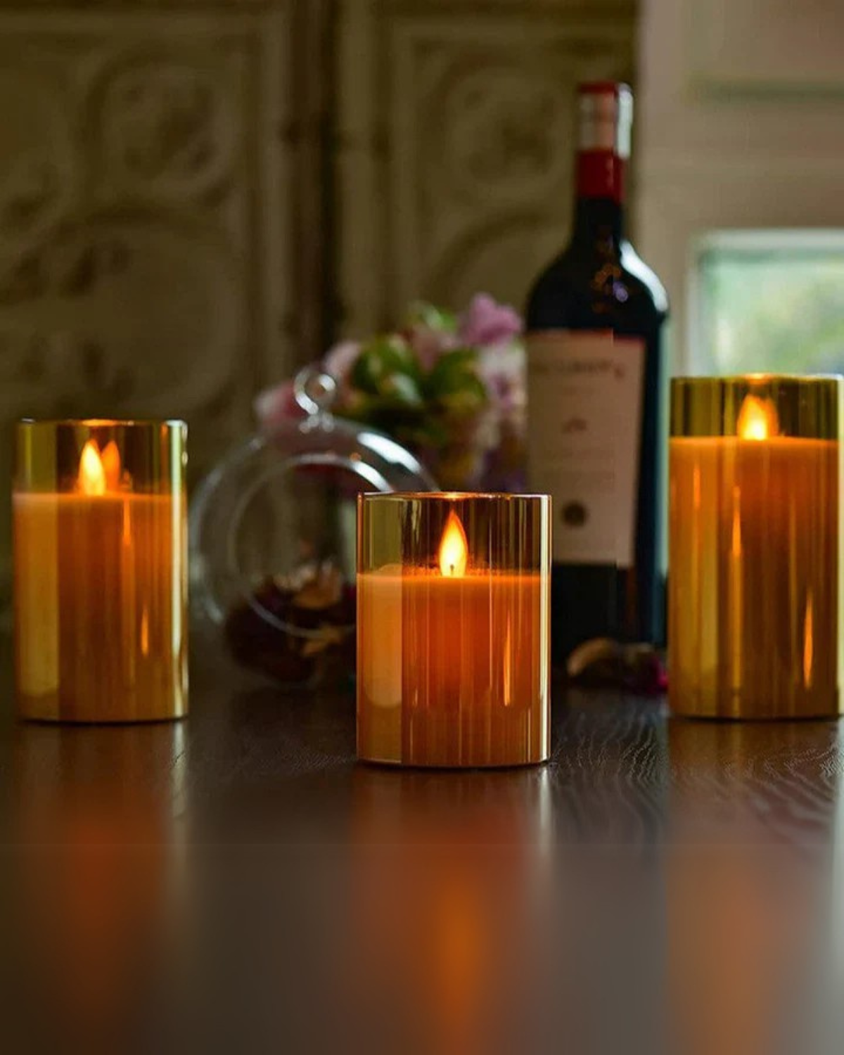 Tischlampe LED Kerze Glas Modern | Wohnzimmer