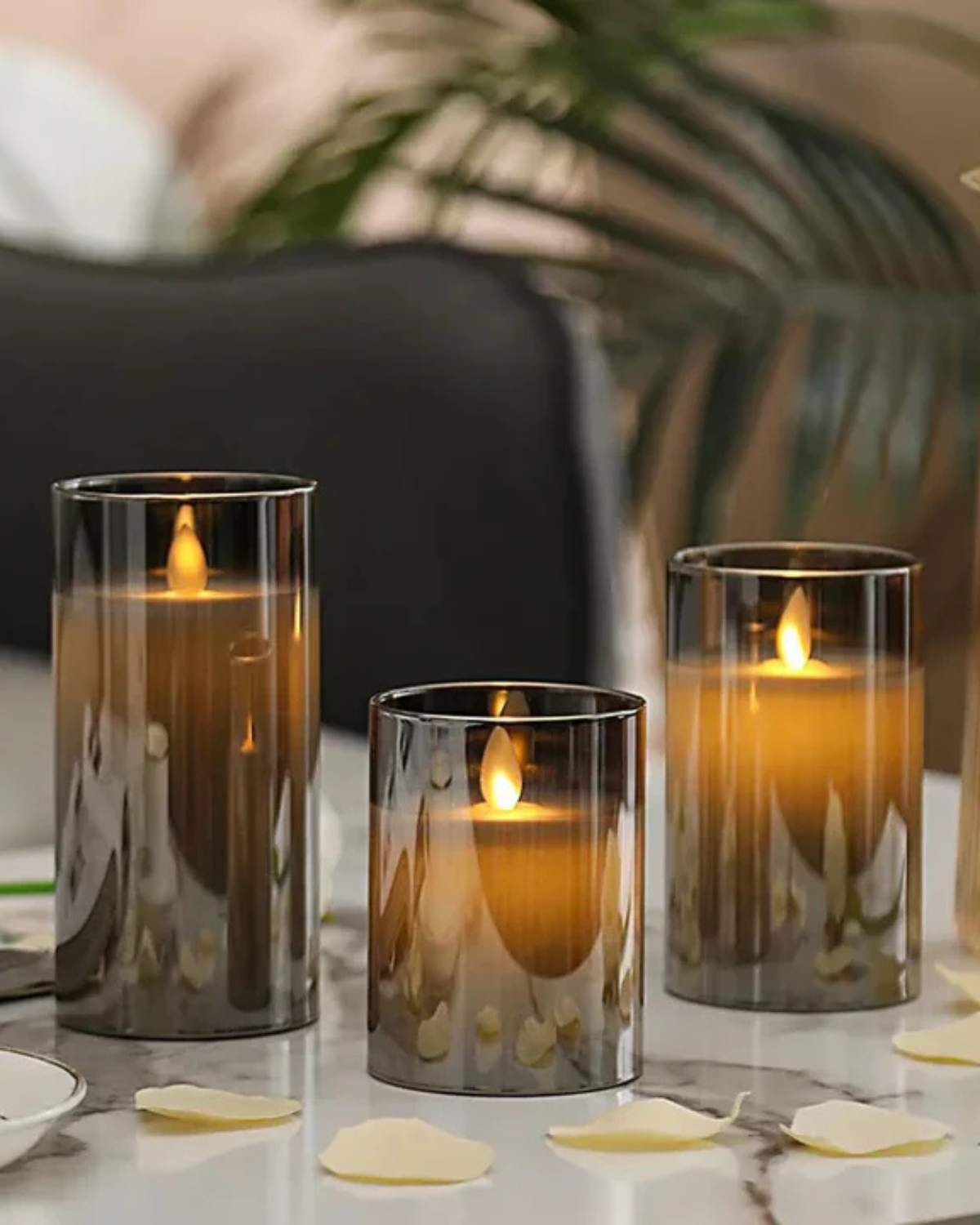 Tischlampe LED Kerze Glas Modern | Wohnzimmer