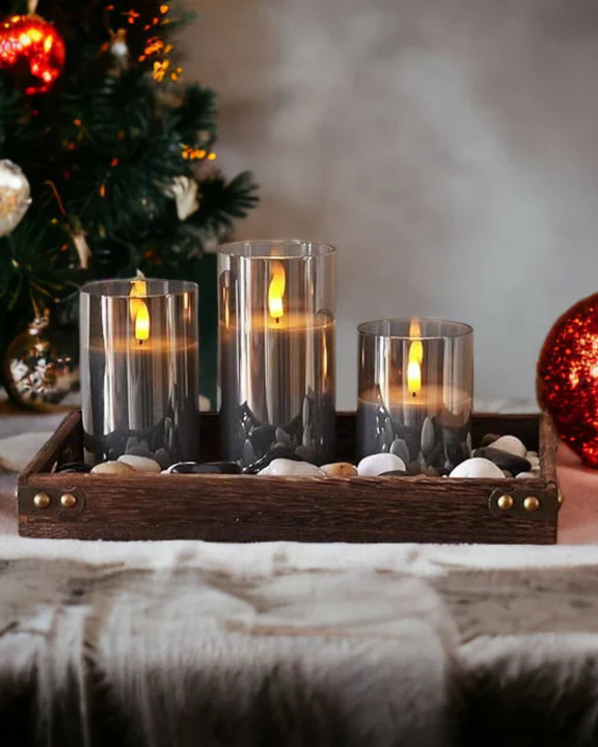 Tischlampe LED Kerze Glas Modern | Wohnzimmer