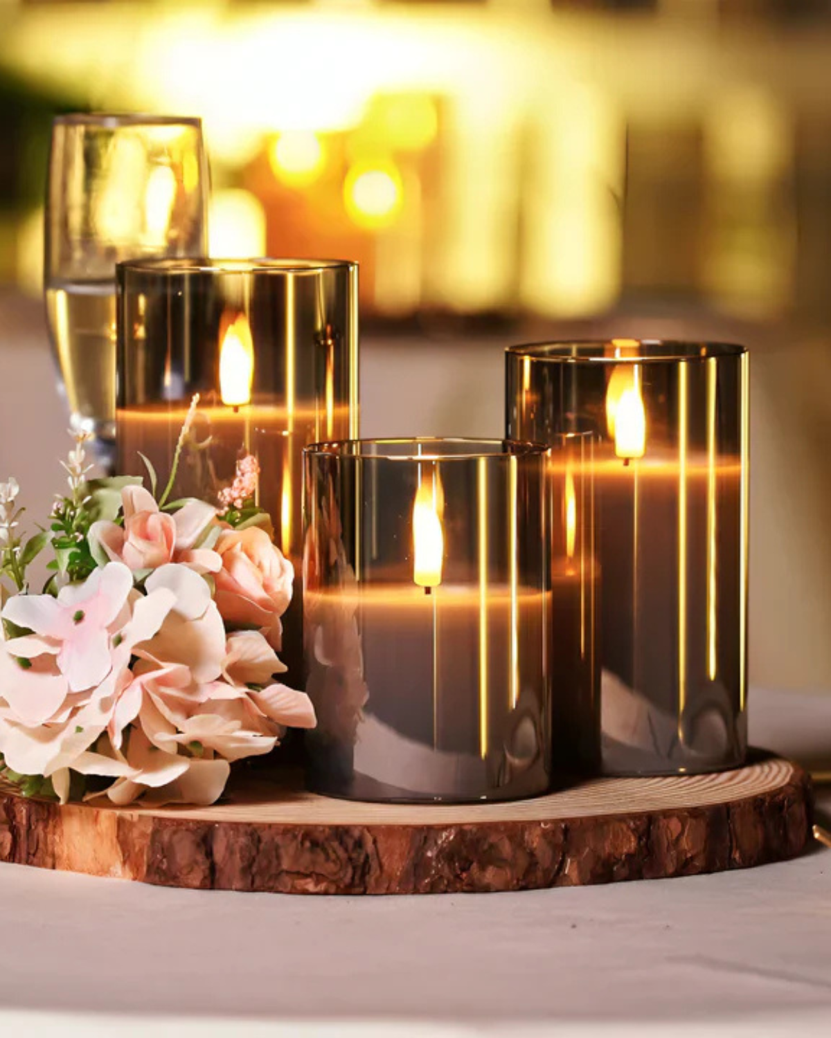 Tischlampe LED Kerze Glas Modern | Wohnzimmer