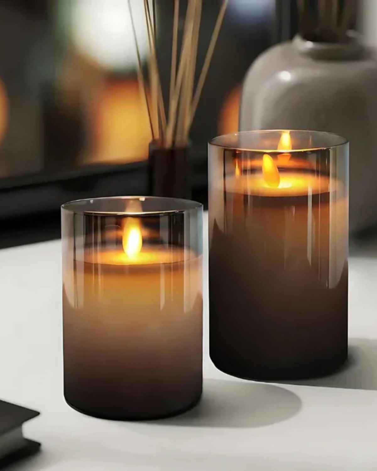 Tischlampe LED Kerze Glas Modern | Wohnzimmer