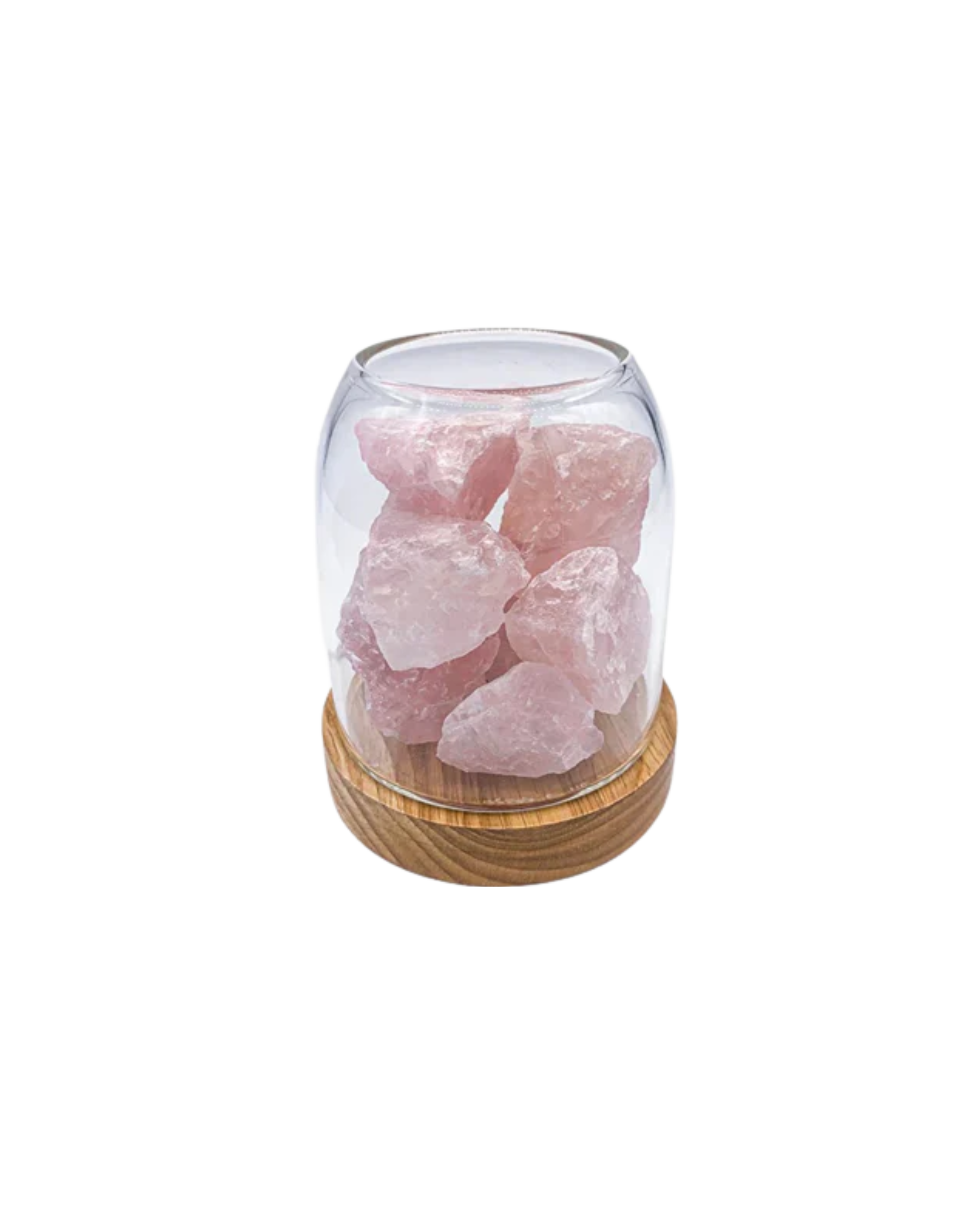 Tischlampe Salzkristall Glas Holz | Wohnzimmer