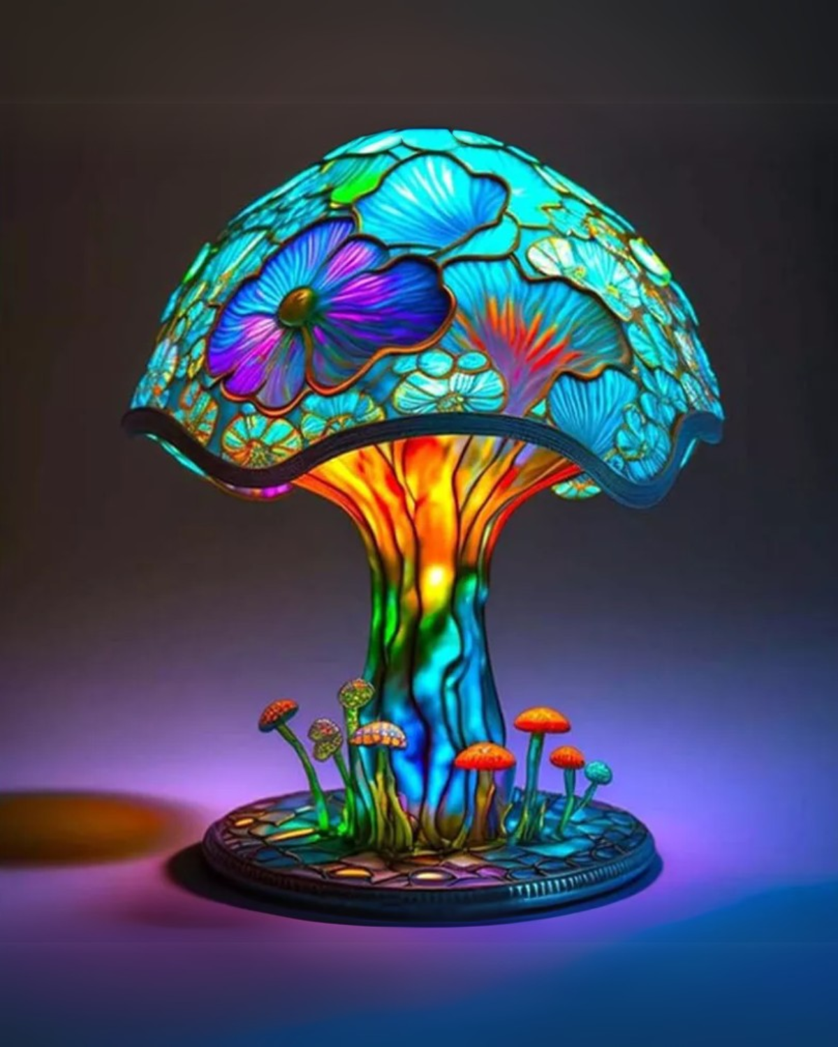 Tischlampe Vintage Buntglas | Wohnzimmer