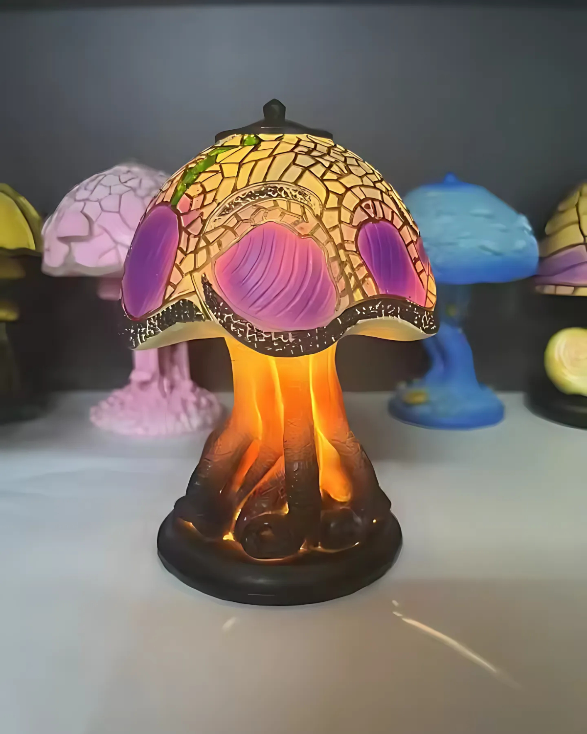 Tischlampe Vintage Buntglas | Wohnzimmer