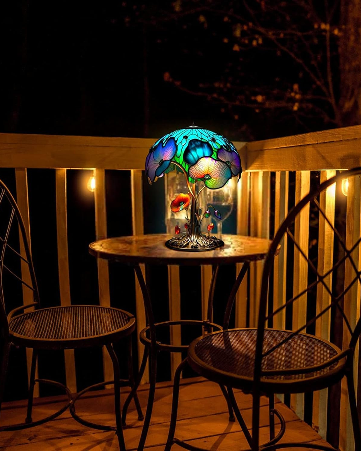 Tischlampe Vintage Buntglas | Wohnzimmer