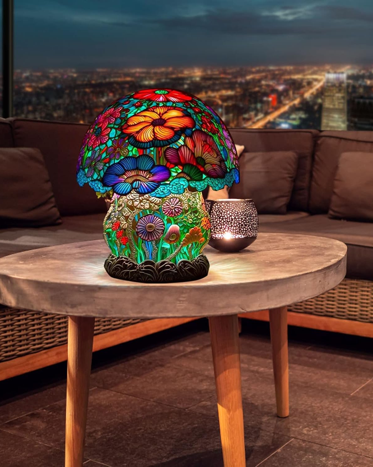 Tischlampe Vintage Buntglas | Wohnzimmer