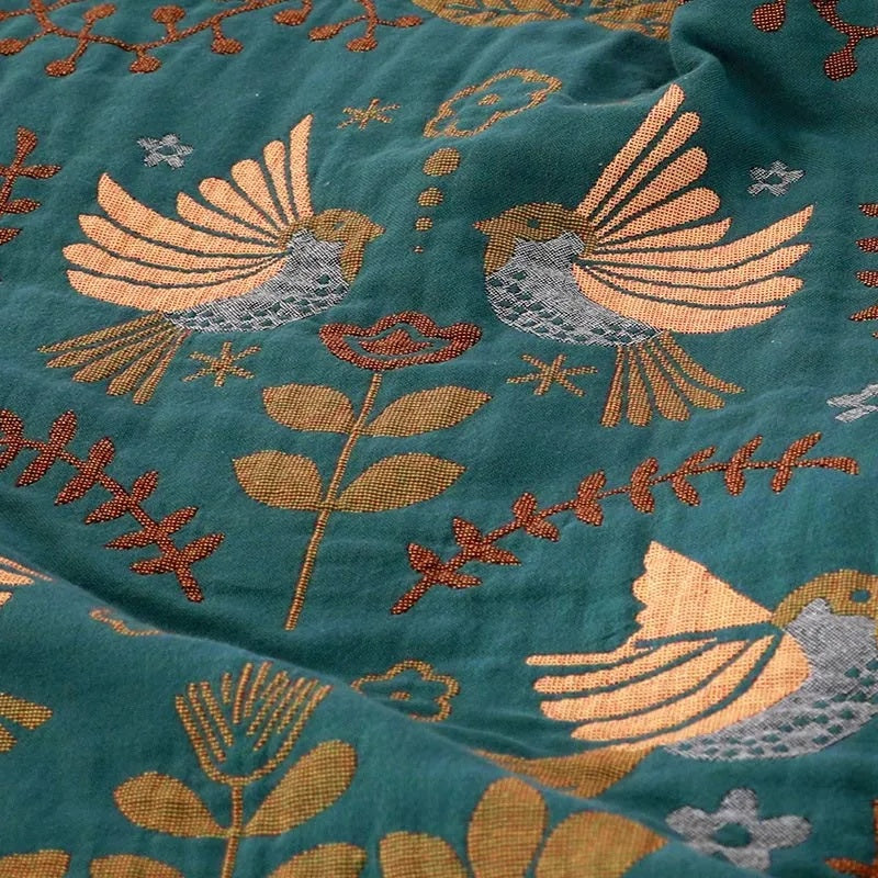 Wendbare Tagesdecke | Sofa Überwurf mit Vogelmotiv