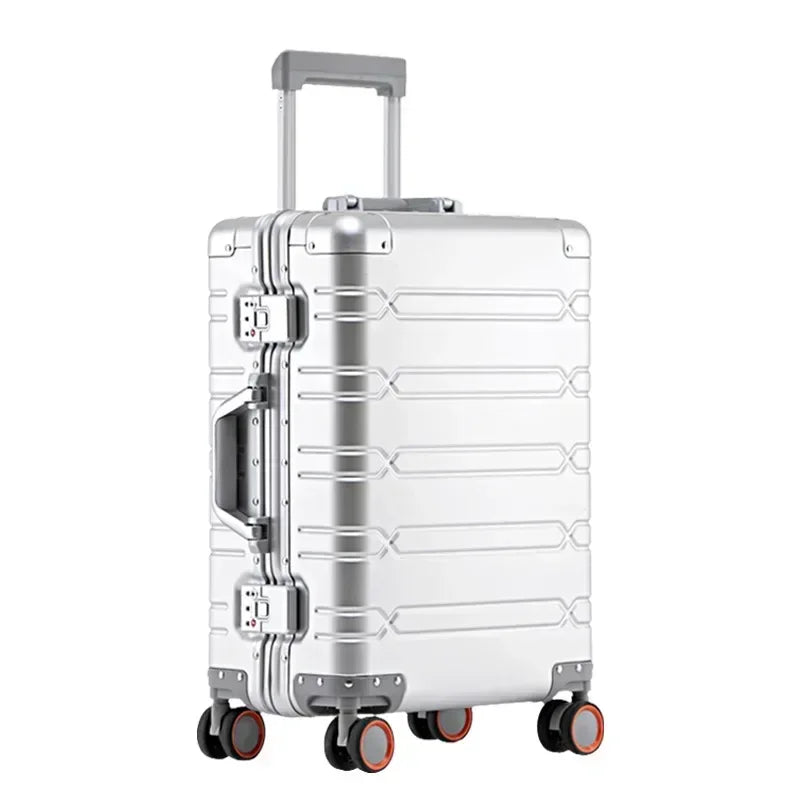 Aluminium Rollkoffer Modern | Rote Rollenakzente