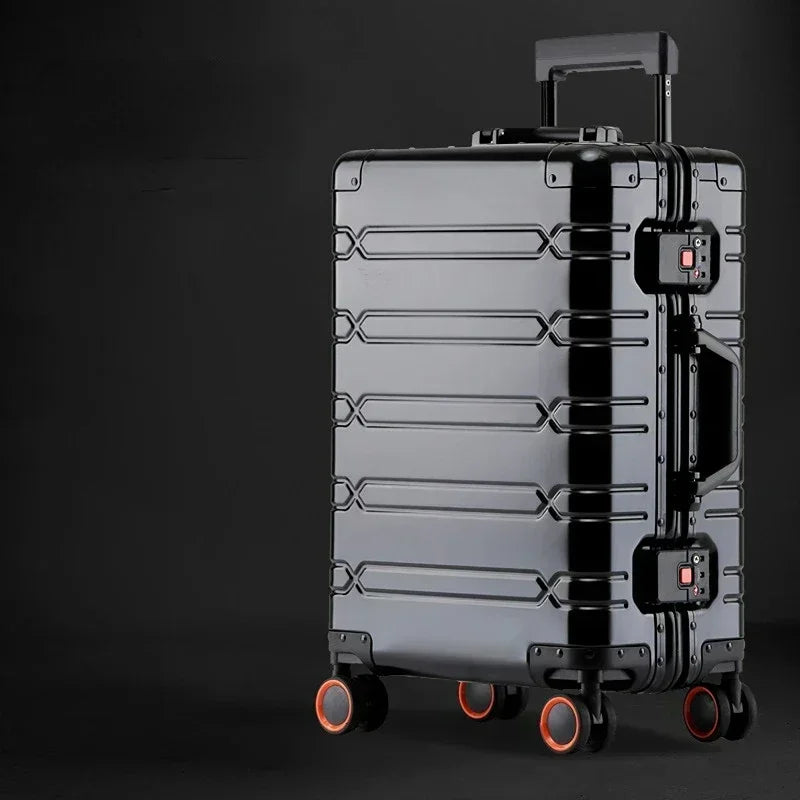 Aluminium Rollkoffer Modern | Rote Rollenakzente
