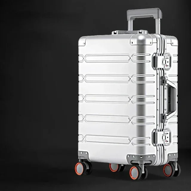 Aluminium Rollkoffer Modern | Rote Rollenakzente