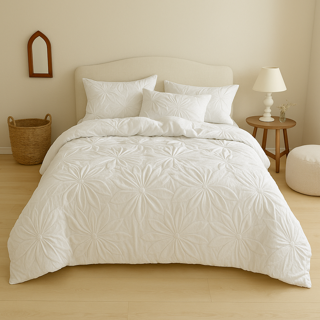 BlütenTraum | Romantische Rüschen Bettbezug-Set | Schlafzimmer Eleganz