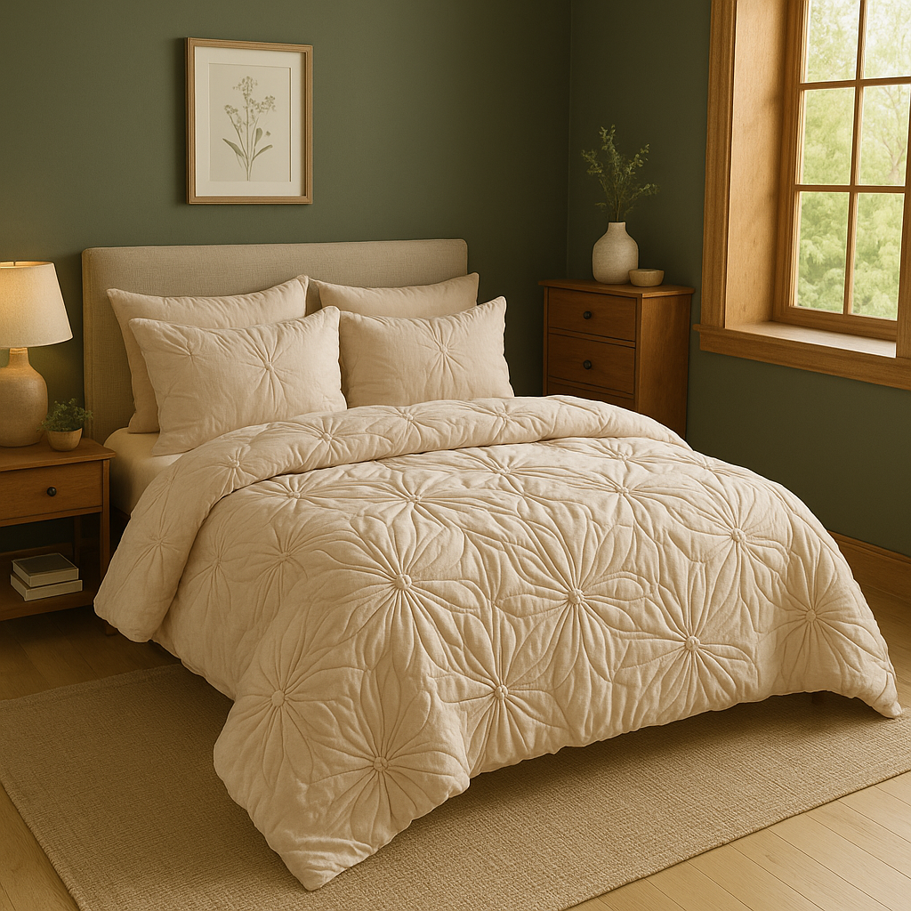 BlütenTraum | Romantische Rüschen Bettbezug-Set | Schlafzimmer Eleganz