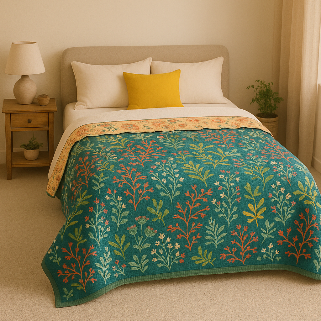 BlütenZart | Weiche Blumenmuster Decke | Schlafzimmer Vintage