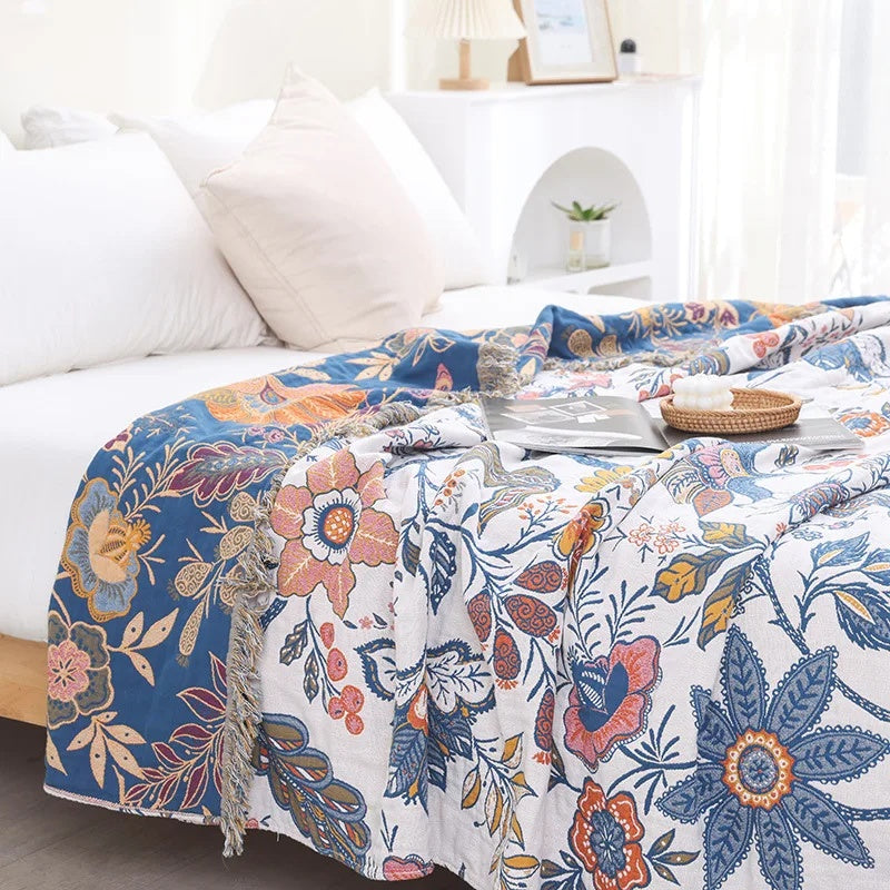Boho Tagesdecke | Floraler Sofa Überwurf