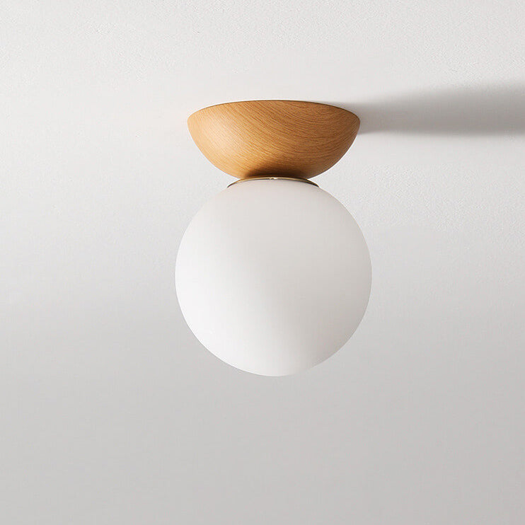 Deckenleuchte Holz Glas Modern | Wohnzimmer
