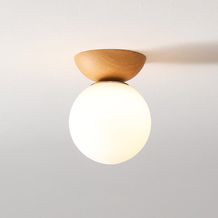 Deckenleuchte Holz Glas Modern | Wohnzimmer