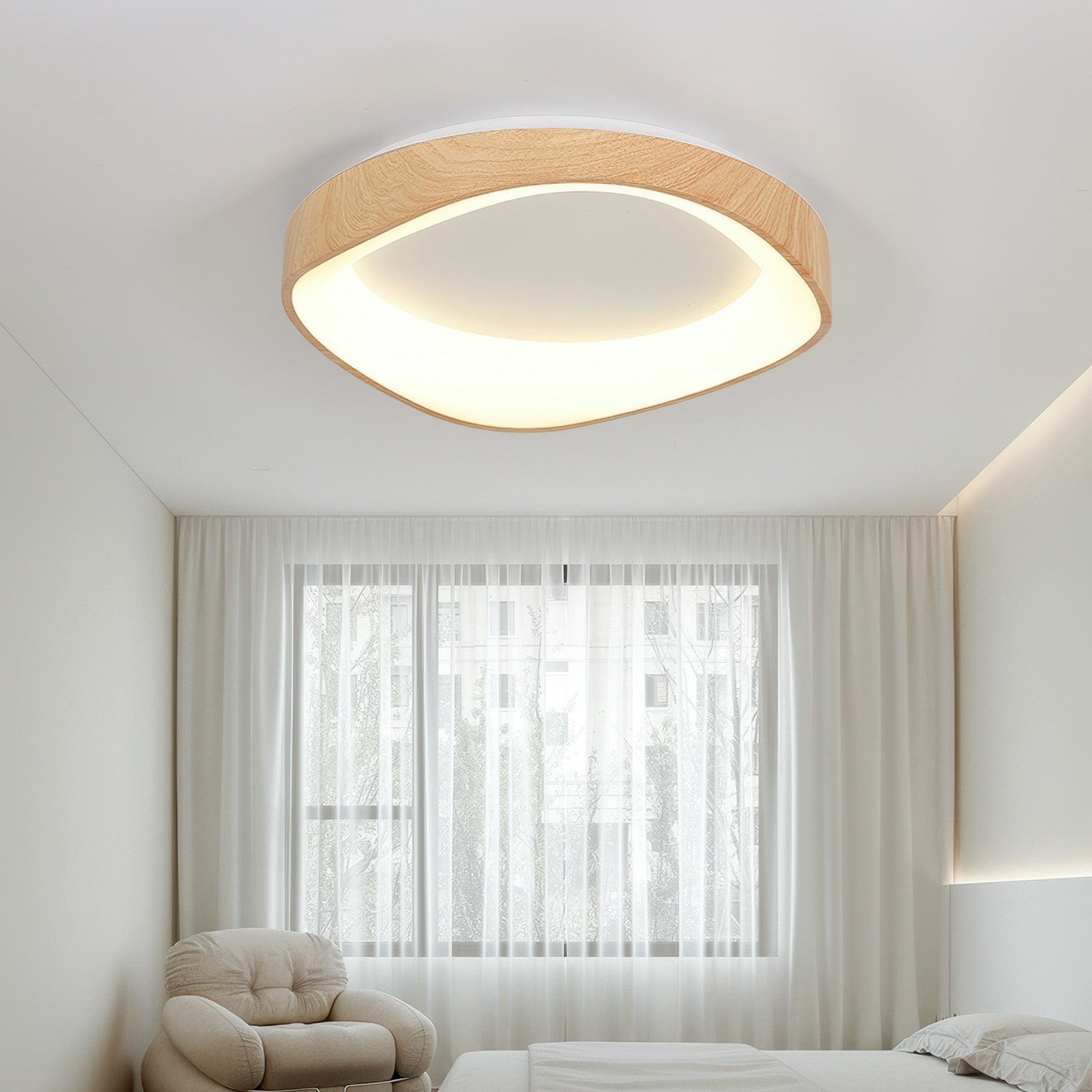 Deckenleuchte Holz LED Skandinavisch | Wohnzimmer