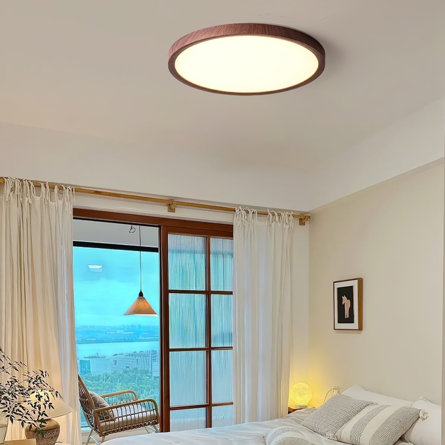 Deckenleuchte Holz Rund Design | Wohnzimmer