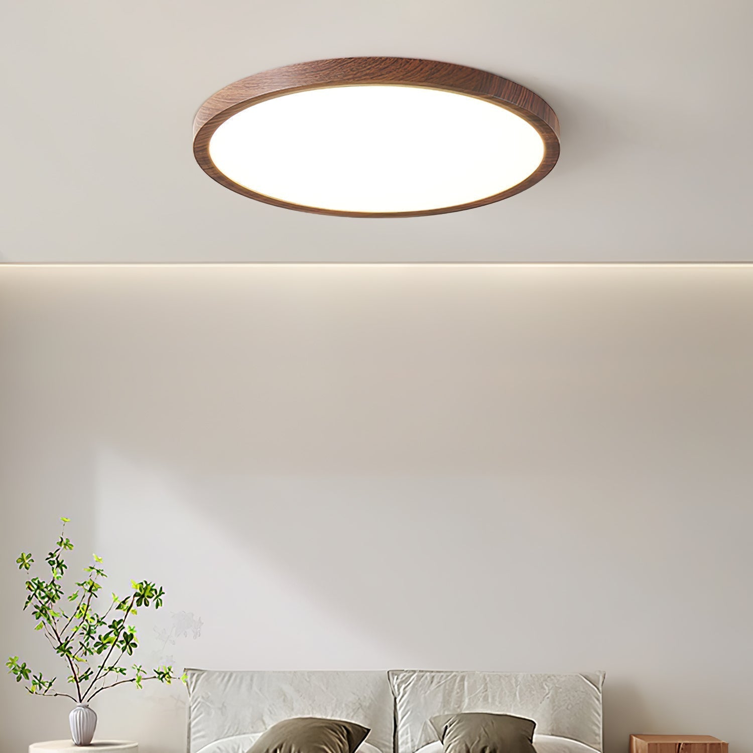Deckenleuchte Holz Rund Design | Wohnzimmer