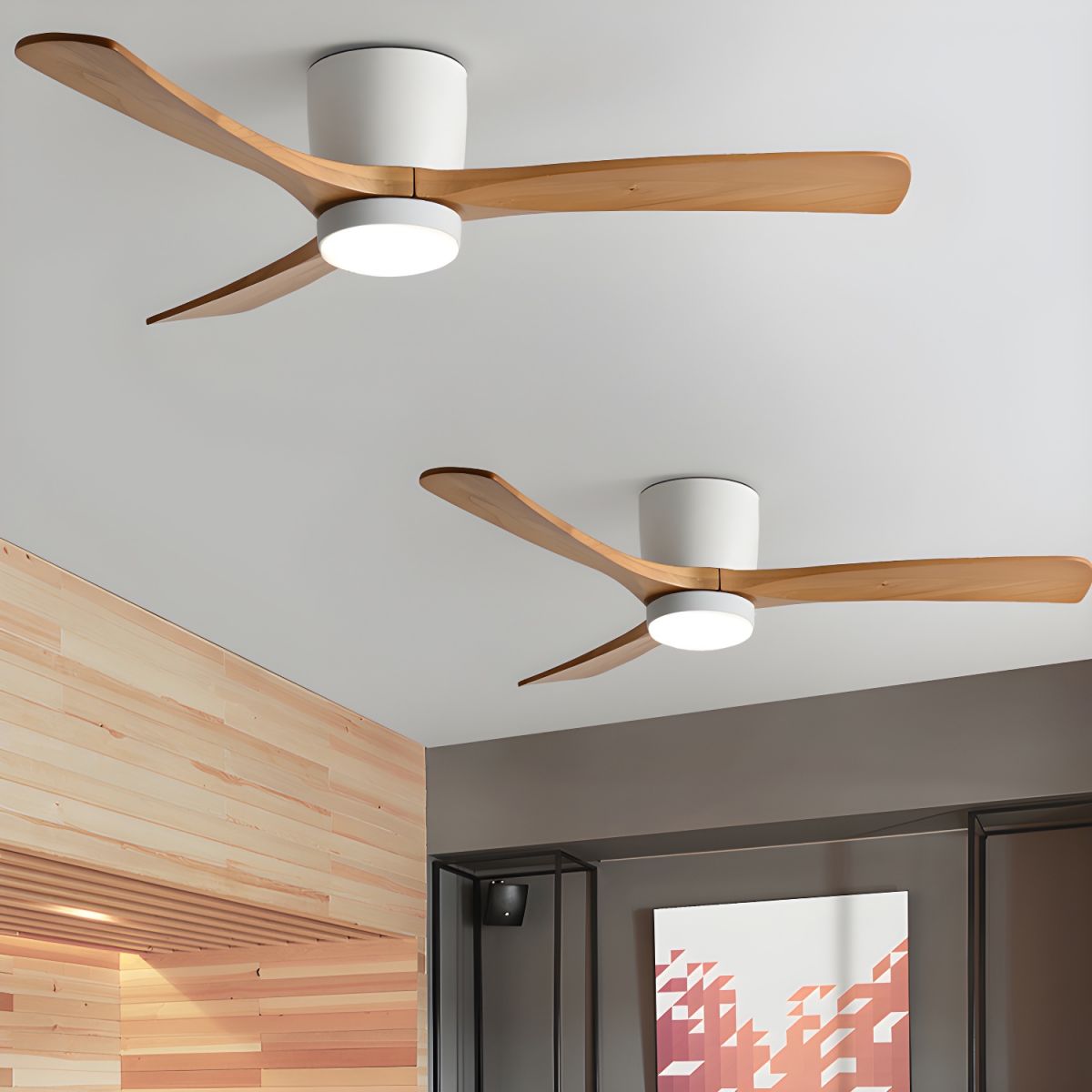Deckenventilator Holz LED Design | Wohnzimmer