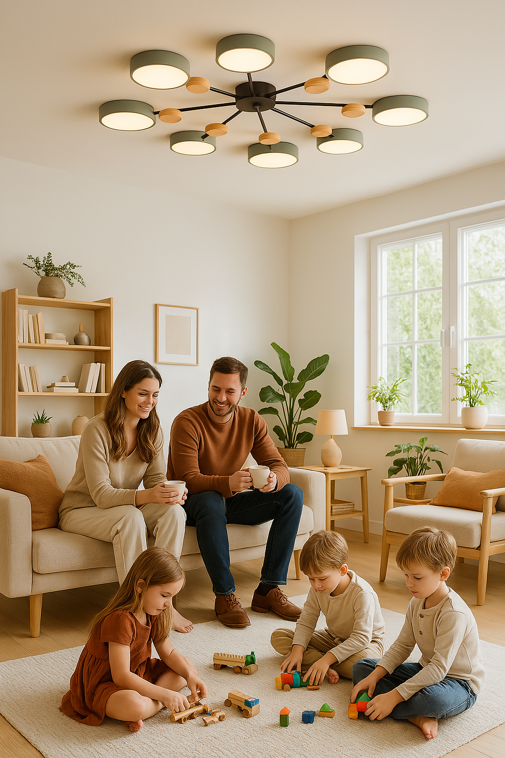 Elvar | Skandinavische Deckenlampe mit Holz-Details