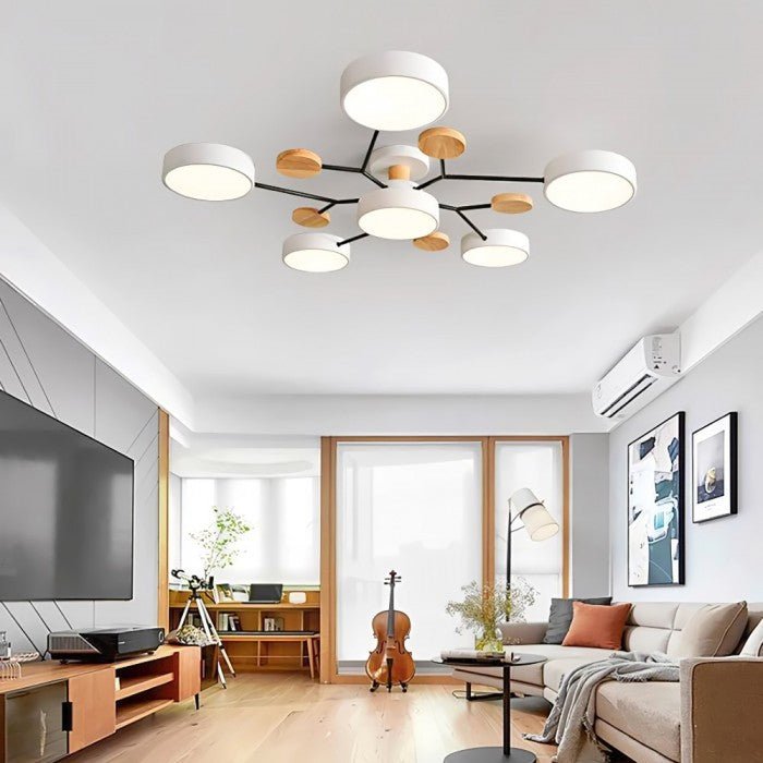 Elvar | Skandinavische Deckenlampe mit Holz-Details