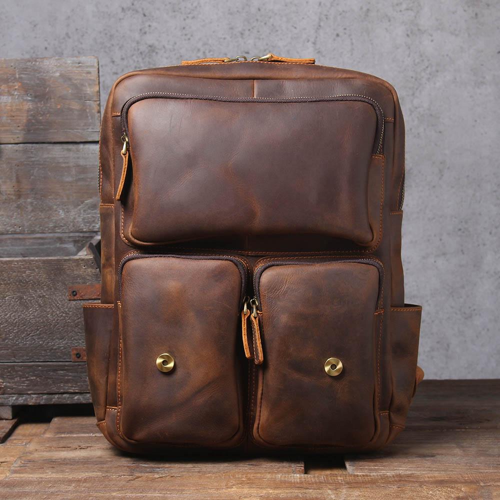 Leder Rucksack Doppelgurt Design | Büroalltag