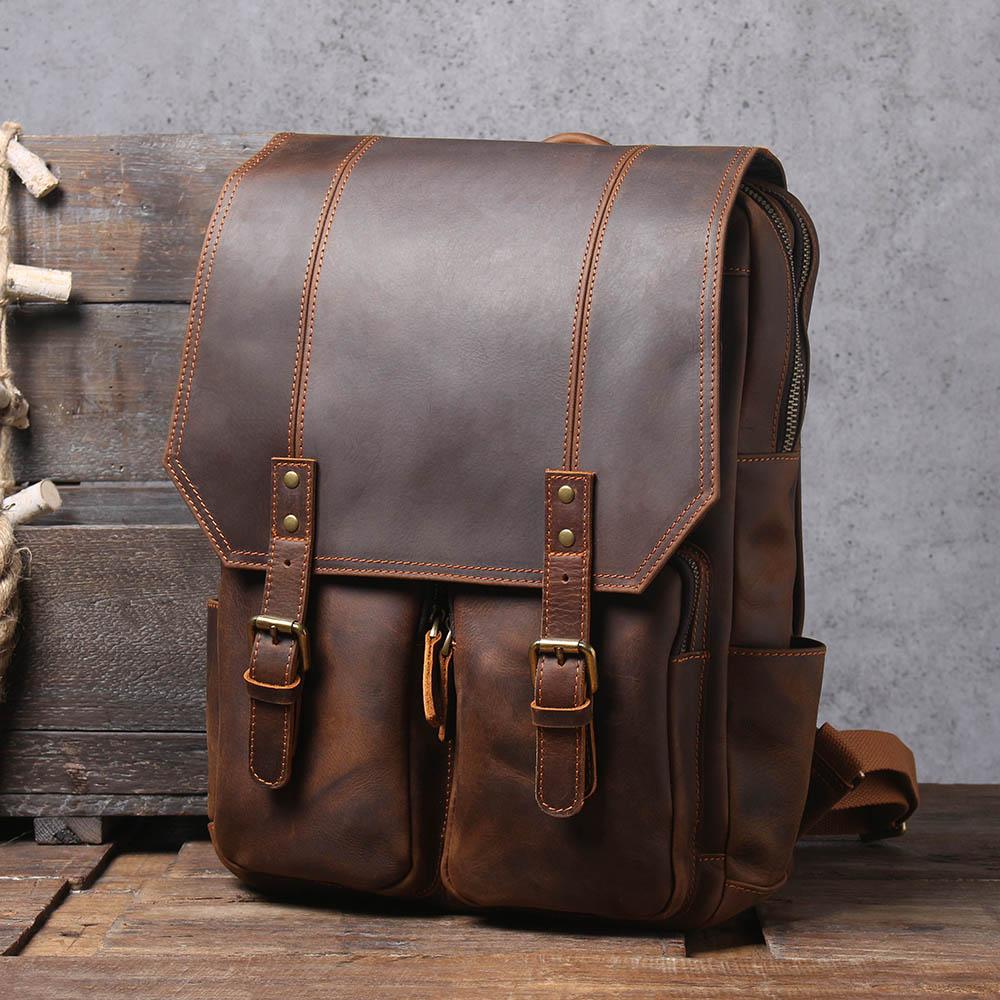 Leder Rucksack Doppelgurt Design | Büroalltag