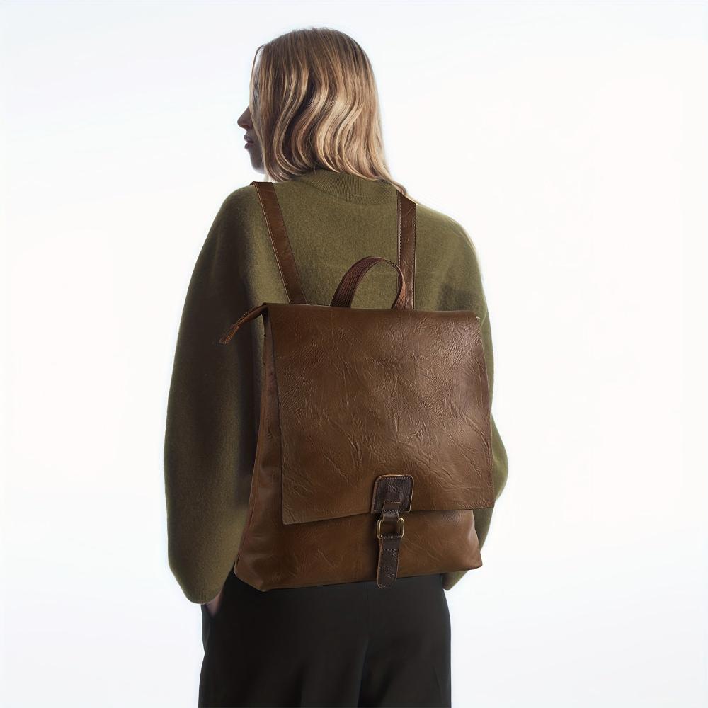 Leder Rucksack Klappdeckel Retro | Freizeit
