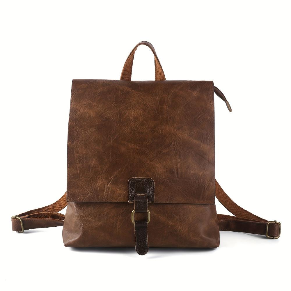 Leder Rucksack Klappdeckel Retro | Freizeit